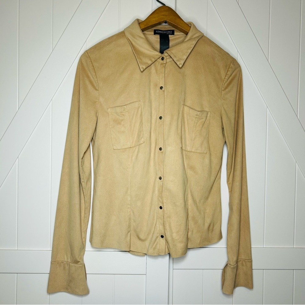 Tan Velvety Soft Kenneth Cole Button Up Size XS